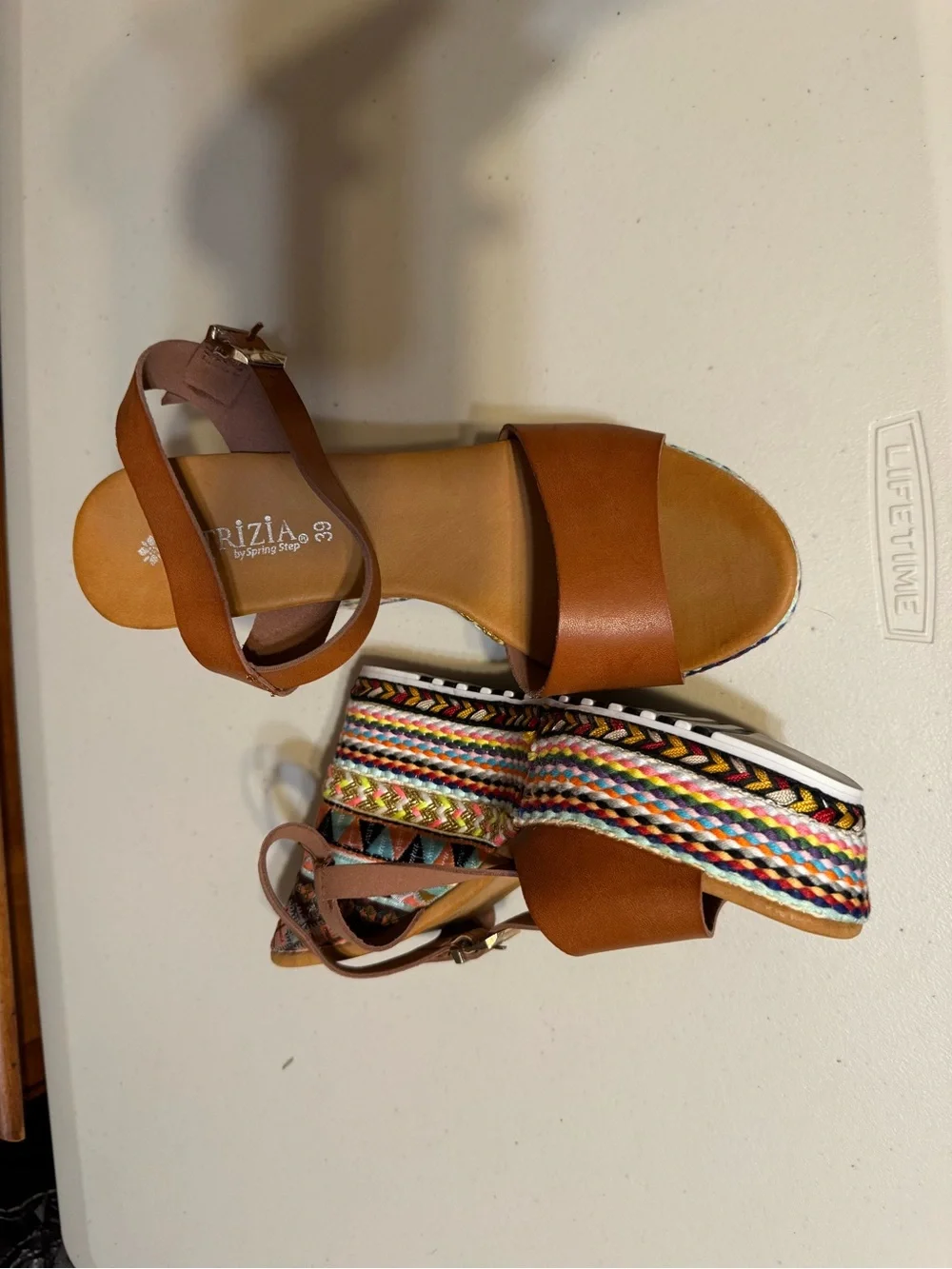 Patrizia Multi Color Wedge heels, Womens size 39 New Without Box